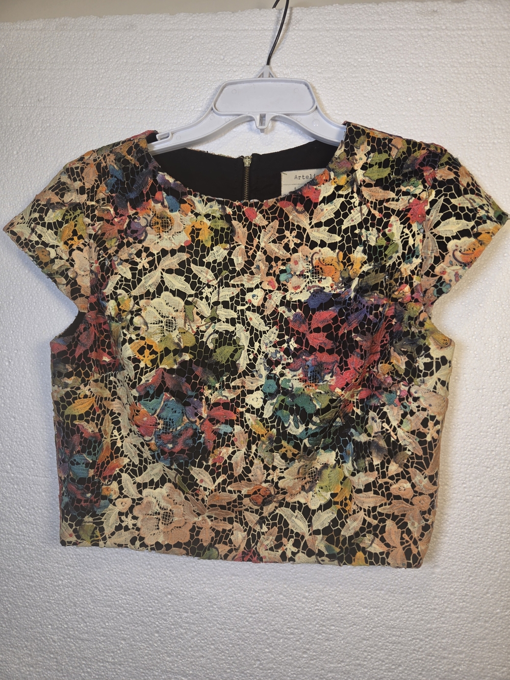 Nicole Miller Multi-Color Floral Lace Crop Top